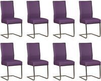 Set van 8 Paarse leren industriële eetkamerstoelen Remix - poot vierkant rvs - Toledo Leer Aubergine (paars leer)