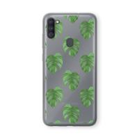 Monstera leaves: Samsung Galaxy A11 Transparant Hoesje - thumbnail