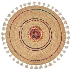 Beliani - OBAKOY - Laagpolig vloerkleed - Beige - ø 140 cm - Jute