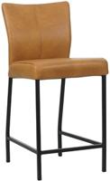 Cognac leren moderne barkruk Revolt - poot vierkant zwart - Granada leer Sahara (cognac leer)