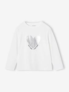 Meisjes-T-shirt met lange mouwen en metallic animatie ecru