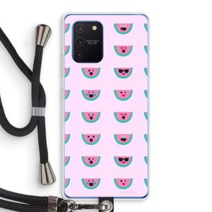 Smiley watermeloenprint: Samsung Galaxy Note 10 Lite Transparant Hoesje met koord