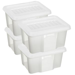 Sunware 4x opslagbox kunststof 24 liter transparant 42 x 33 x 22 cm met deksel