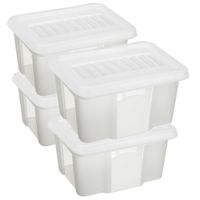 Sunware 4x opslagbox kunststof 24 liter transparant 42 x 33 x 22 cm met deksel