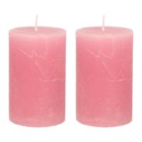 Stompkaars - 2x - oudroze - 5 x 8 cm - klein rustiek model - cilinderkaars - kaars