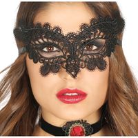 Zwart gemaskerd bal oogmasker voor dames   - - thumbnail