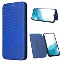 Samsung Galaxy A34 5G Flip Hoesje - Koolstofvezel - Blauw - thumbnail