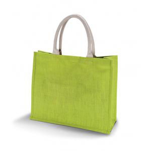 Jute boodschappen strandtas - groen - 42 x 36 cm - Strandartikelen beach bags/shoppers