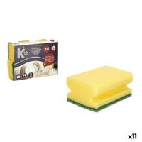 Set schuursponsjes 11880016 11880016 Geel Groen Polyurethaan Schuurvezel 18 x 13 x 4,5 cm 4 Onderdelen (11 Stuks)