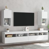 Tv-meubelen 2 st met LED-verlichting 30,5x30x60 cm wit Tv-meubelen 2 st met LED-verlichting 30,5x30x60 cm wit