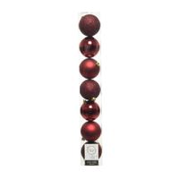 7x stuks kunststof kerstballen donkerrood (oxblood) 8 cm glans/mat/glitter - thumbnail