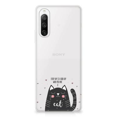 Sony Xperia 10 IV Telefoonhoesje met Naam Cat Good Day Sony Xperia 10 IV Telefoonhoesje met Naam Cat Good Day