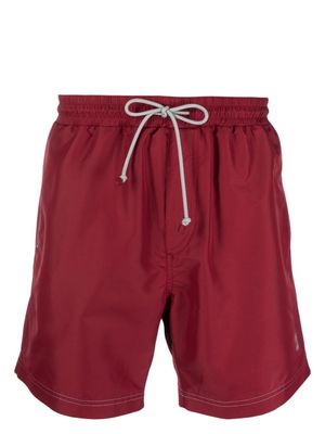 Brunello Cucinelli short de bain à logo brodé - Rouge