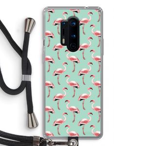 Flamingoprint groen: OnePlus 8 Pro Transparant Hoesje met koord