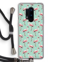Flamingoprint groen: OnePlus 8 Pro Transparant Hoesje met koord
