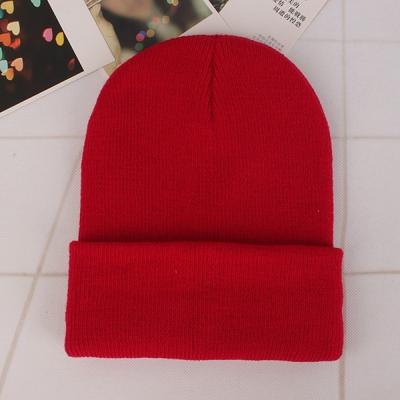 Eenvoudige effen kleur warme Pullover gebreide Cap voor mannen/vrouwen (rood)