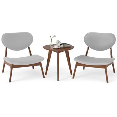 3-delige Fauteuil met Bijzettafel Geïmpregneerde Loungestoel set Kleine Tafel met 2 Stoelen Lichtgrijs