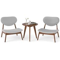 3-delige Fauteuil met Bijzettafel Geïmpregneerde Loungestoel set Kleine Tafel met 2 Stoelen Lichtgrijs