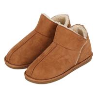 Apollo heren sloffen - instappers - cognac - suede look - hoog model - pantoffels - harde zool