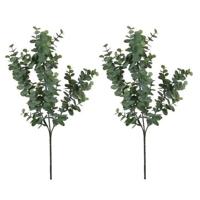 Mica Decorations Kunstblad - 2x - eucalyptus - groen - tak - 65 cm - decoratie