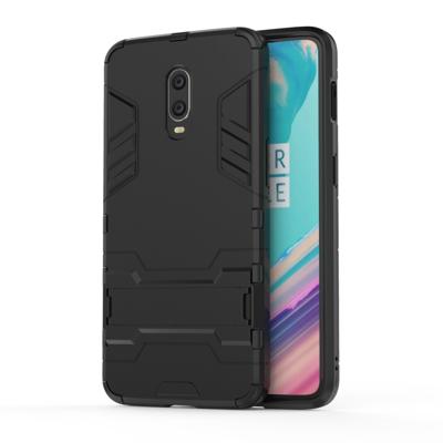 Schokbestendige PC + TPU Case voor OnePlus 6T met Holder(Black)