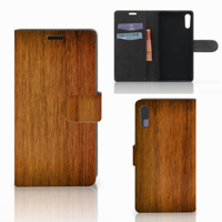 Sony Xperia XZ | Sony Xperia XZs | Book Style Case | Donker Hout | Portemonnee hoesje