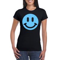 Verkleed T-shirt voor dames - Smile Emoticon - zwart - carnaval/foute party - feestkleding Verkleed T-shirt voor dames - Smile Emoticon - zwart - carnaval/foute party - feestkleding