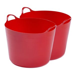 2x stuks flexibele emmers - 39 liter - Kunststof - Rood - 43 x 49 x 37 cm