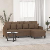 Driezitsbank met voetenbank 180 cm stof bruin Driezitsbank met voetenbank 180 cm stof bruin