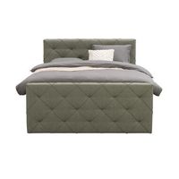 Boxspring met voetbord Liv geruit - groen - 140x200 cm - slanke poot - Leen Bakker