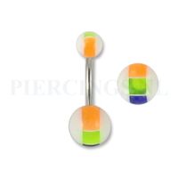 Navelpiercing acryl blauw geel oranje