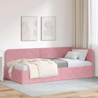 Hoekbedframe met hoofdeinde Roze 100 x 200 cm Fluweel
