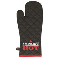 BBQ handschoenen - hittebestendig tot 250 graden - antraciet/rood- katoen - ovenwanten   -