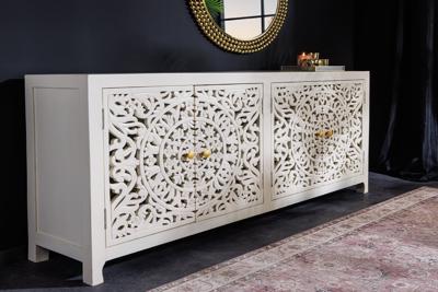Massief dressoir MARRAKECH 170cm wit mangohout met decoratie handgemaakt - 43852