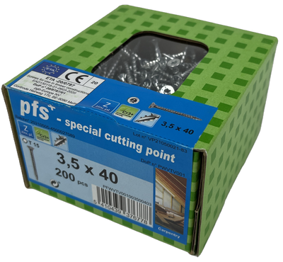 pgb-Europe PFS+ | Spaanplaatschroef PFS+ VZK-T Ø 3,5x40 Zn - PFWVTV001003500403