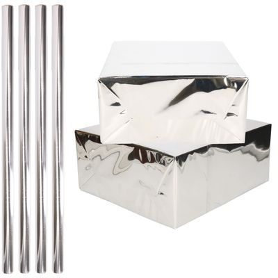4x Rollen inpakpapier / cadeaufolie metallic zilver 200 x 70 cm