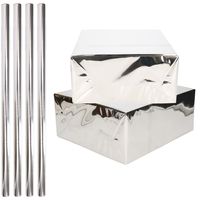 4x Rollen inpakpapier / cadeaufolie metallic zilver 200 x 70 cm