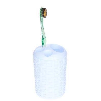 Plasticforte Tandenborstelhouder - wit - kunststof - geweven - 14 cm