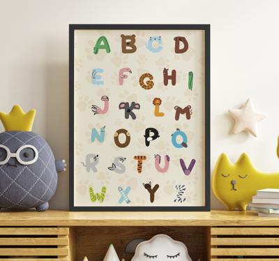 Een dierenalfabet kinderkamer poster