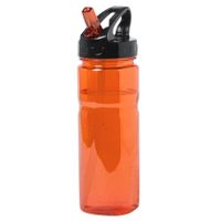 Kunststof waterfles/drinkfles/sportfles - oranje transparant - met drinktuit - 650 ml - thumbnail