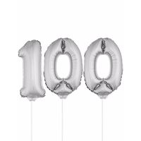 Folie ballonnen cijfer 100 zilver 41 cm   - - thumbnail