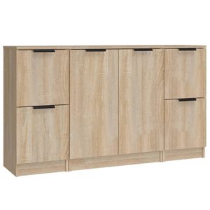 vidaXL Dressoirs 3 st bewerkt hout sonoma eiken