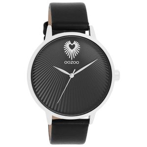 OOZOO C11241 Horloge Timepieces staal-leder zilverkleurig-zwart 42 mm