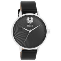 OOZOO C11241 Horloge Timepieces staal-leder zilverkleurig-zwart 42 mm