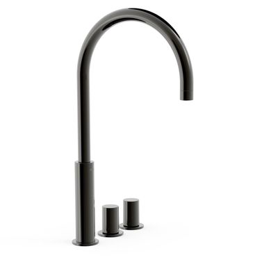 Wastafelmengkraan Tres Study Exclusive Tweeknops Uitloop Gebogen 29,5 cm Metallic Zwart Tres