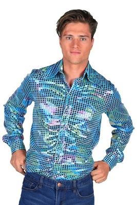 Heren disco blouse turqoise
