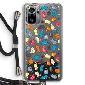 Kleurrijke katten: Xiaomi Redmi Note 10S Transparant Hoesje met koord