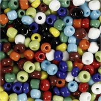 Creativ Company Rocailles, d 4 mm, afm 6/0, gatgrootte 0,9-1,2 mm, diverse kleuren, 130 gr/ 1 doos