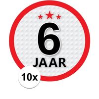 10x 6 Jaar leeftijd stickers rond verjaardag versiering   - - thumbnail