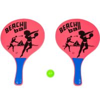 Houten beachball set roze met beachball print   -